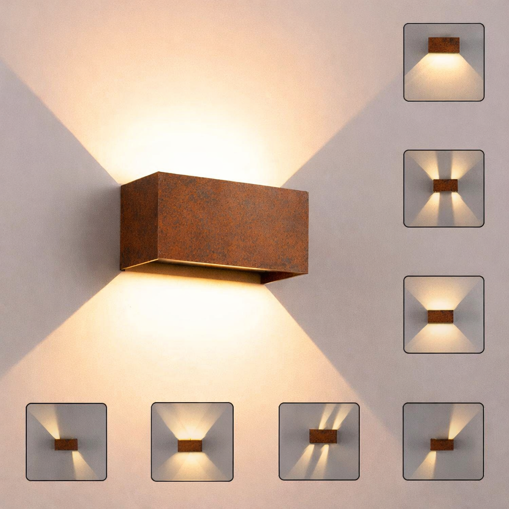 Außenwandleuchte aus echtem Edelrost – Up & Down LED Wandleuchte 20×10 cm