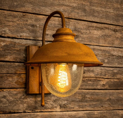 Rustikale Außenwandleuchte Echtrost – Industrielampe Vintage – E27 Wandlampe für Garten & Terrasse