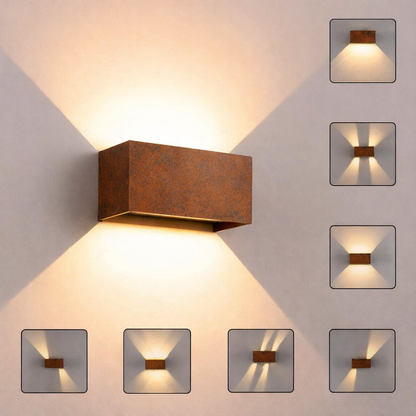 Außenwandleuchte aus echtem Edelrost – Up & Down LED Wandleuchte 20×10 cm