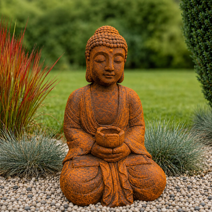 XL Buddha Shiva Gartenfigur aus Steinguss 48 cm – Frostfest, Wetterfest & Handgefertigt in Deutschland