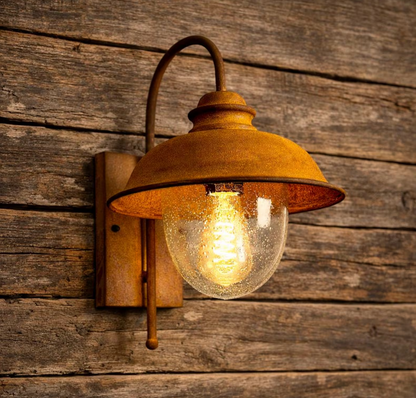 Rustikale Außenwandleuchte Echtrost – Industrielampe Vintage – E27 Wandlampe für Garten & Terrasse