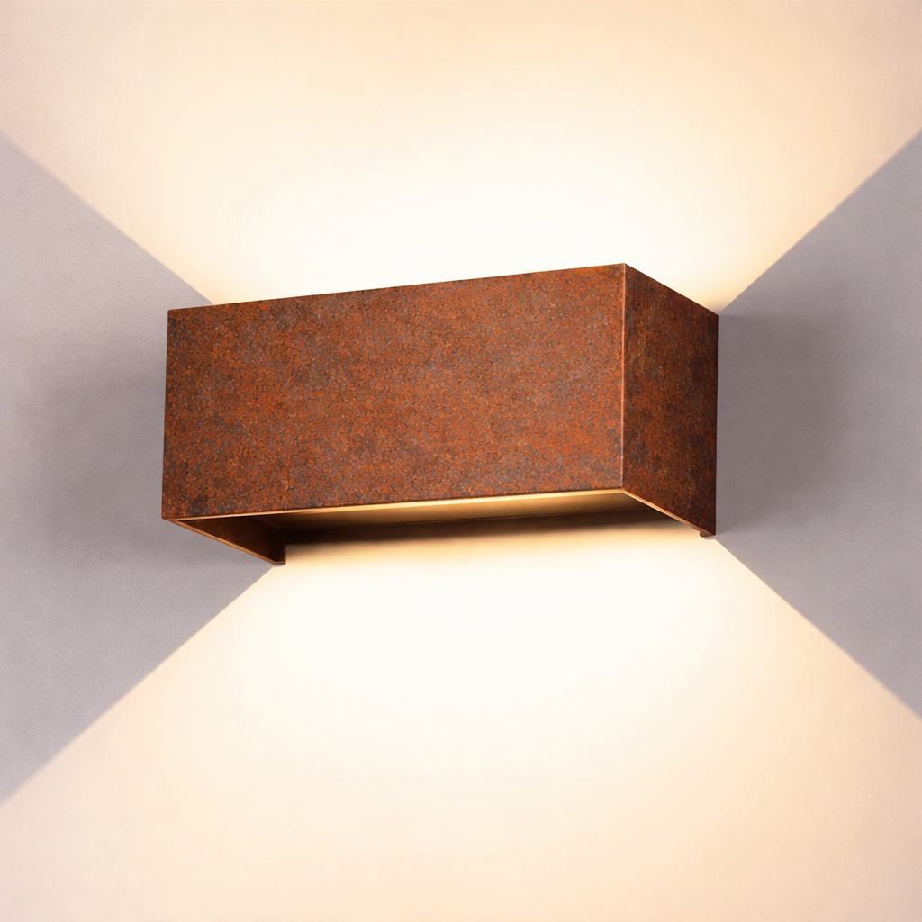 Außenwandleuchte aus echtem Edelrost – Up & Down LED Wandleuchte 20×10 cm